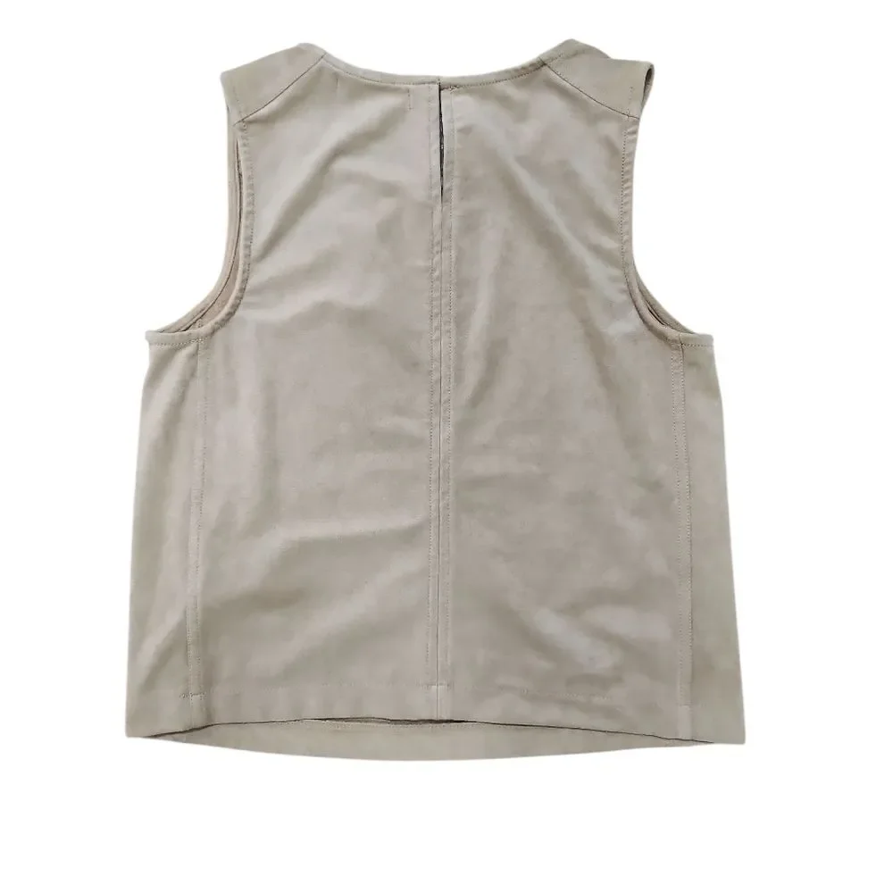 Banana Republic Tan Faux Suede Tank XS Quiet Luxury Neutral Shell Heritage